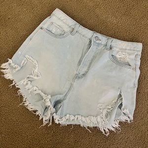 Light-Washed Distressed Jean Shorts